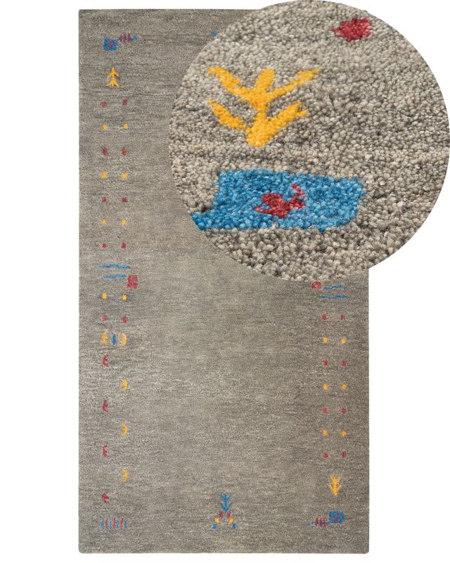 Dywan wełniany gabbeh 80 x 150 cm szary Seymen 1 szt.