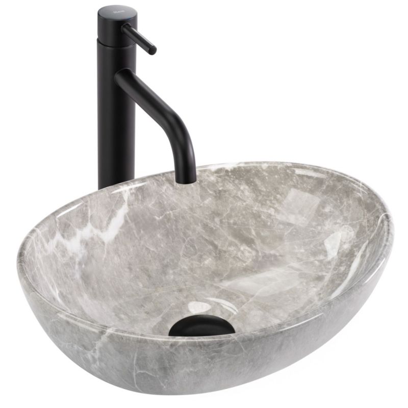 Umywalka Nablatowa Rea Sofia Mini Grigio Owalna Szary 35X26X12,5Cm 1 Szt