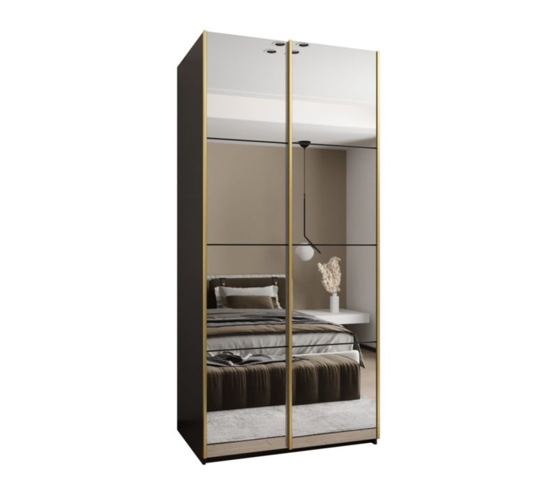 Szafa przesuwna Abiks LUX 2 wysoka szer.100cm czarny/czarny/złoty 1szt.