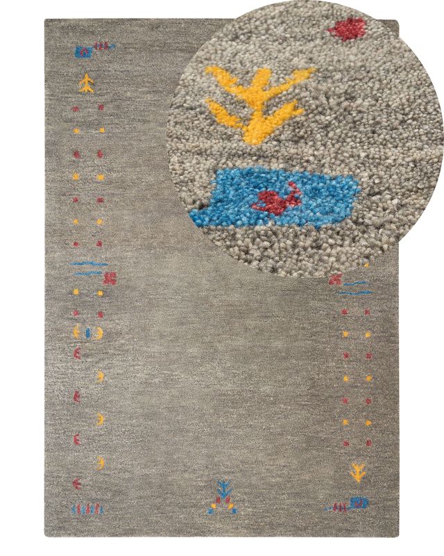Dywan wełniany gabbeh 140 x 200 cm szary Seymen 1 szt.