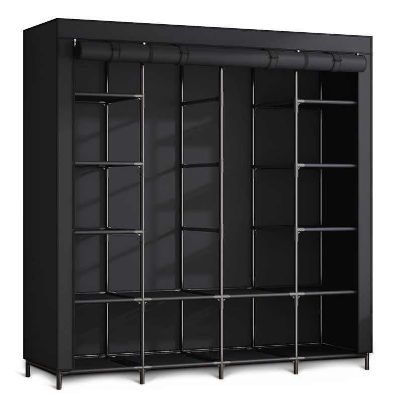 Materiałowa szafa tekstylna Massido garderoba składana 170x170x45cm czarna 1szt.