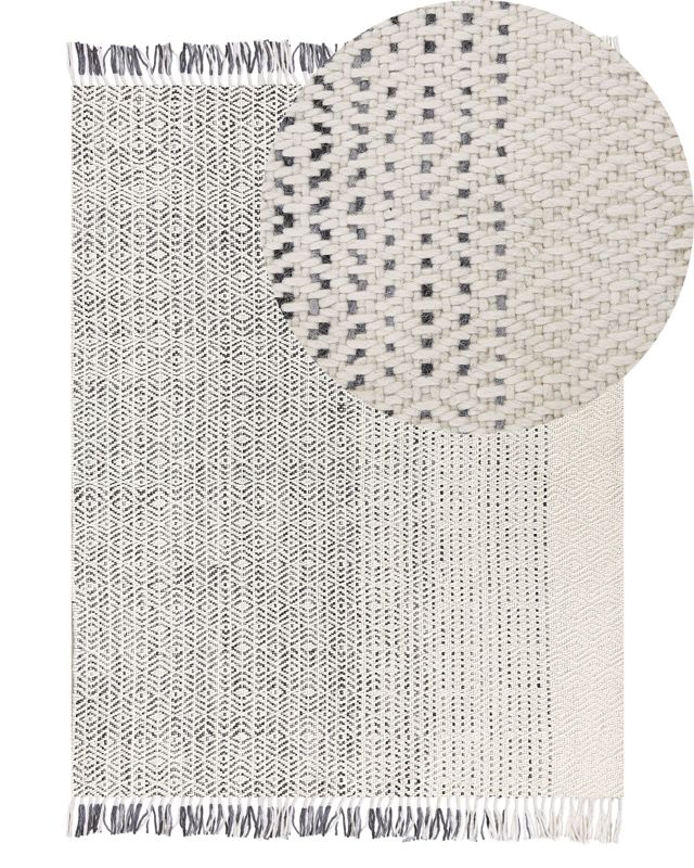 Dywan wełniany 140 x 200 cm biało-szary Omerli 1 szt.