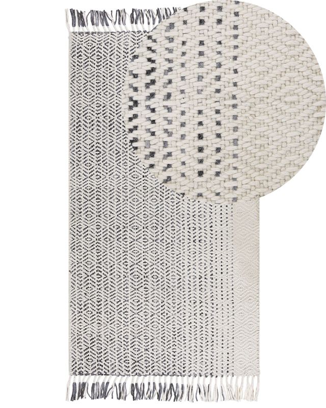 Dywan wełniany 80 x 150 cm biało-szary Omerli 1 szt.