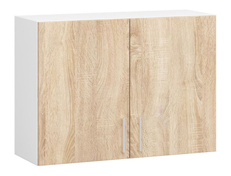 Szafka kuchenna Akord W80 system Lima Biała 80 cm 2 drzwi kolor Dąb Sonoma mat 2 półki 80x30,5x58 cm 1 szt.