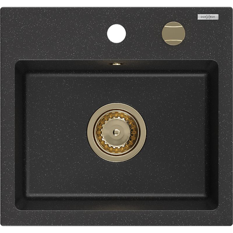 Zlewozmywak wpuszczany Mexen Milo 1-komorowy czarny/srebrny metalik 435x410 mm 1 szt.