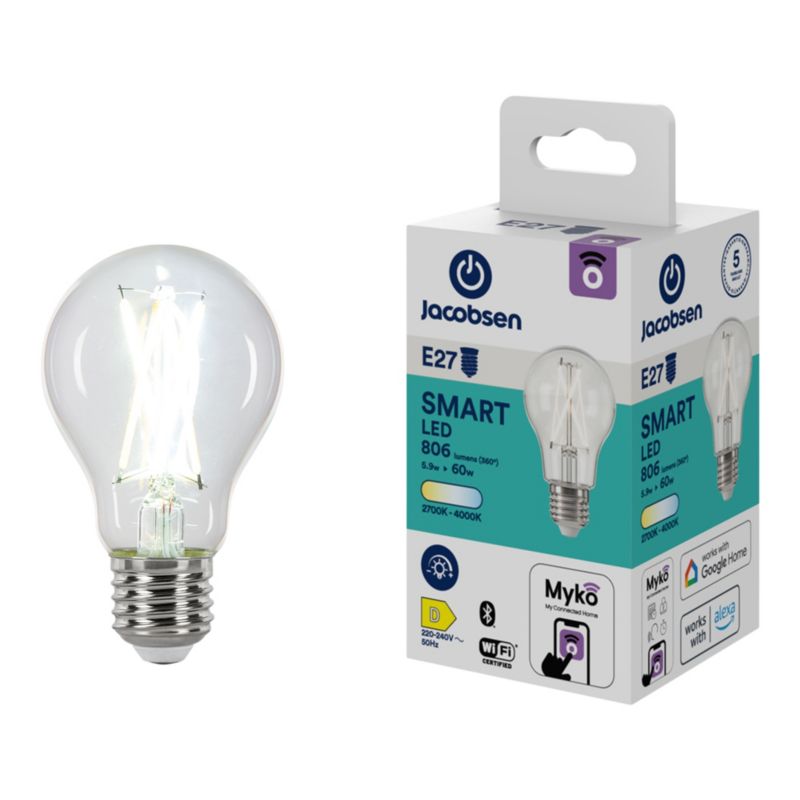 Inteligentna żarówka LED Filament Jacobsen Myko A60 E27 806 lm CCT