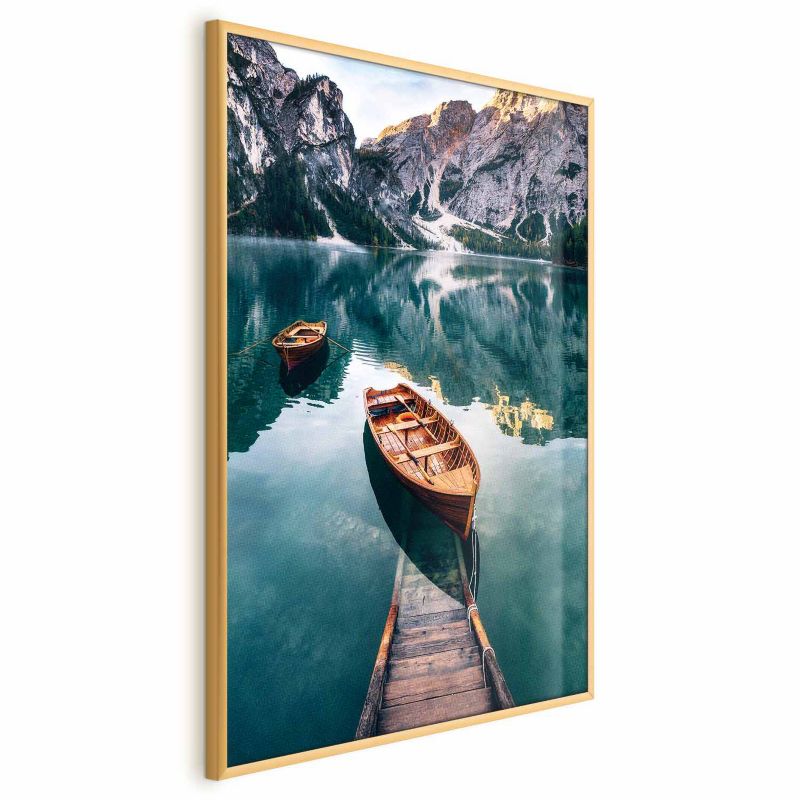 Plakat Artgeist Łodzie w Dolomitach 29,7x42 cm z ramą złotą 1 szt