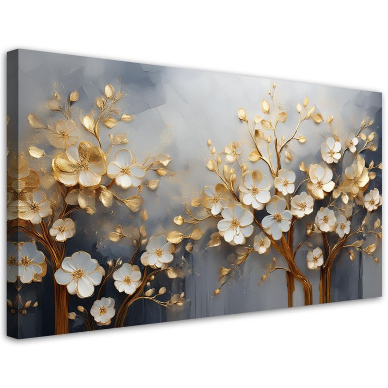 Obraz na płótnie Feeby 120x60cm Drzewo Magnolia Abstrakcja Złoty 1 szt.
