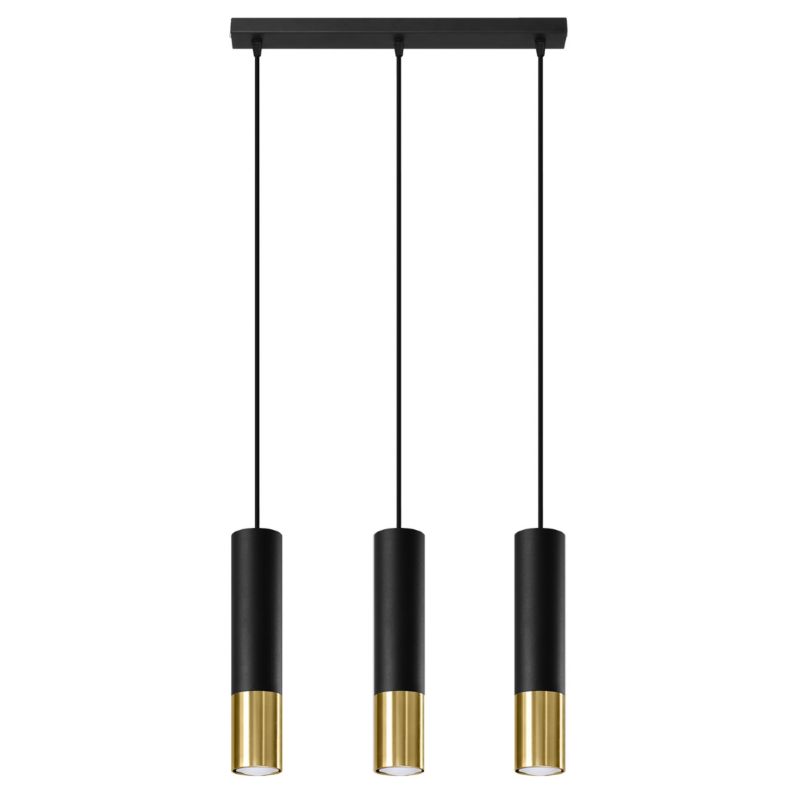 Lampa wisząca Sollux Lighting LOOPEZ 3L czarny/złoty 1 szt.