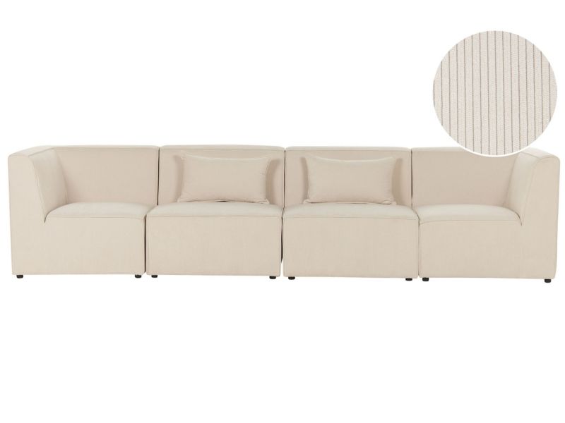 Sofa modułowa 4-osobowa sztruksowa beżowa Lemvig 1 kpl