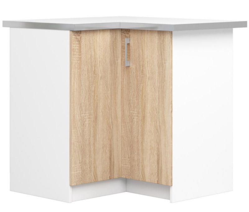 Szafka kuchenna narożna Akord S90 z blatem system Lima Biała 84 cm 2 drzwi kolor Dąb Sonoma mat 2 półki 84x44,5x85,5 cm 1 szt.