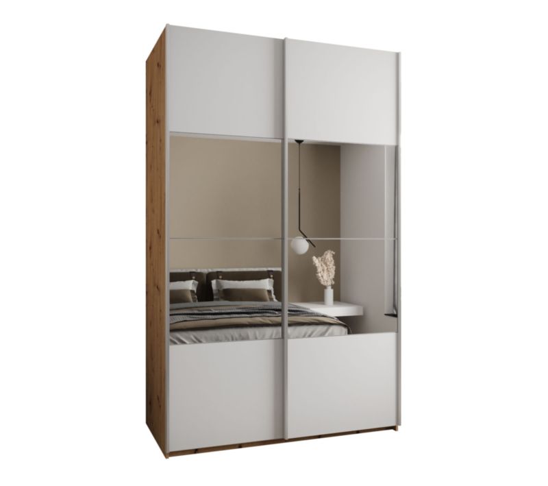 Szafa przesuwna Abiks LUX 4 wysoka szer.150cm artisan/biały/srebrny 1szt.
