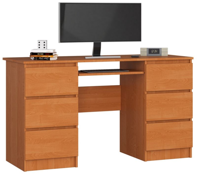 Biurko komputerowe Akord A11 Olcha 135 cm 6 szuflad kolor Olcha mat 135x50x77 cm 1 szt.