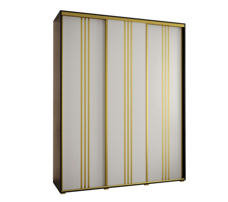 Szafa przesuwna Abiks DAVOS 6 wysoka szer.200cm gł.45cm czarny/biały/złoty 1szt.
