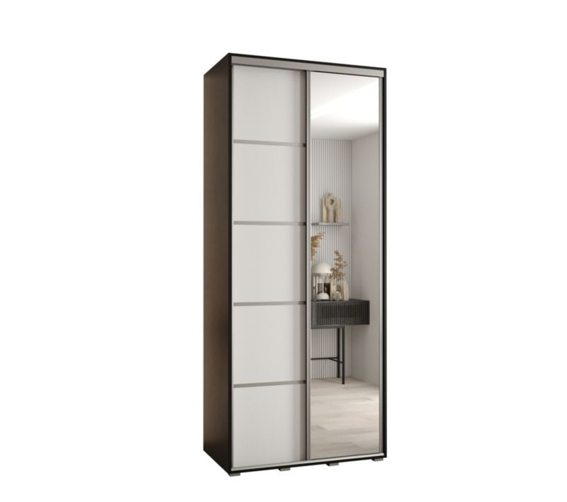 Szafa przesuwna Abiks DAVOS 5 wysoka szer.120cm gł.60cm czarny/biały/srebrny 1szt.