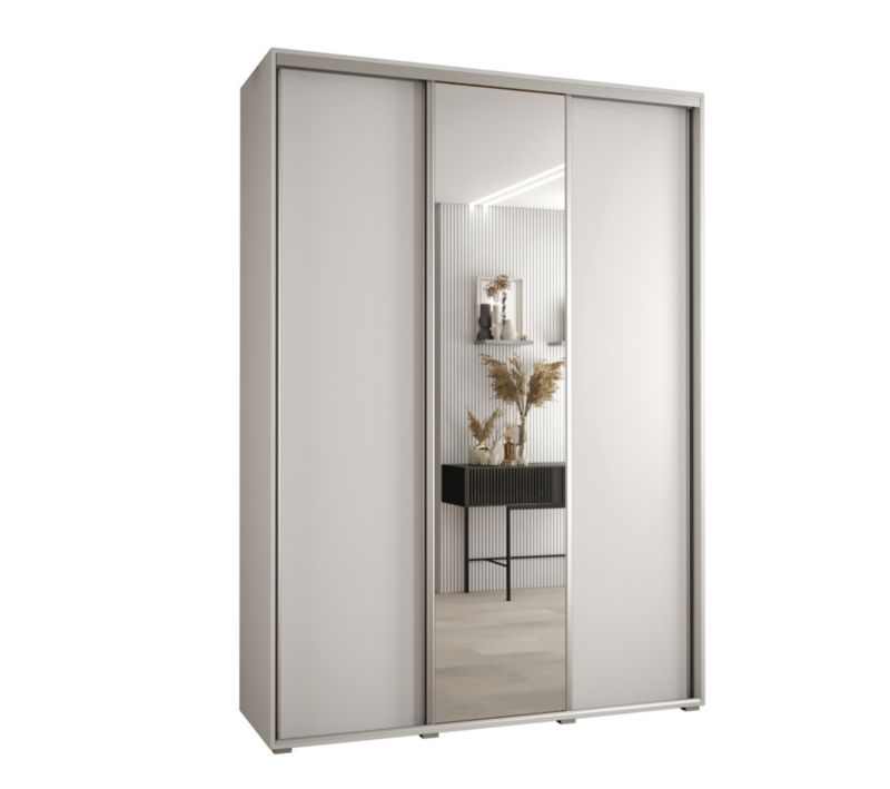 Szafa przesuwna Abiks DAVOS 3 wysoka szer.180cm gł.45cm biały/biały/srebrny 1szt.
