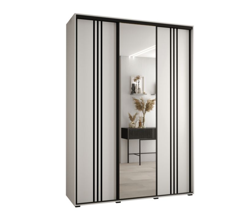 Szafa przesuwna Abiks DAVOS 7 wysoka szer.180cm gł.45cm biały/biały/czarny 1szt.