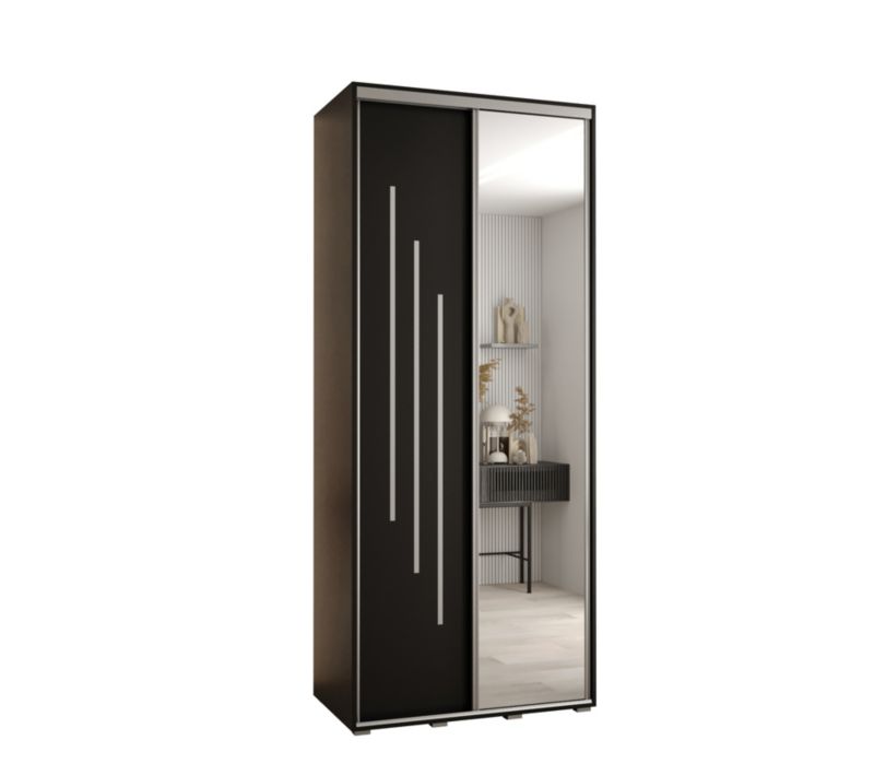 Szafa przesuwna Abiks DAVOS 9 wysoka szer.100cm gł.60cm czarny/czarny/srebrny 1szt.