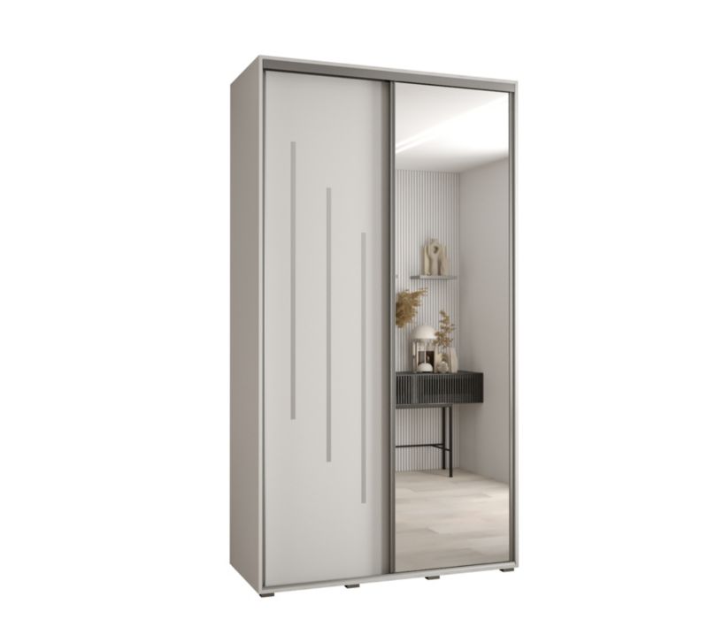 Szafa przesuwna Abiks DAVOS 9 wysoka szer.130cm gł.45cm biały/biały/srebrny 1szt.