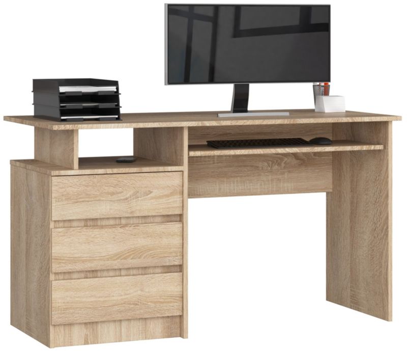 Biurko Akord CLP Dąb Sonoma 135 cm 3 szuflady kolor Dąb Sonoma mat 2 półki 135x60x77 cm 1 szt.