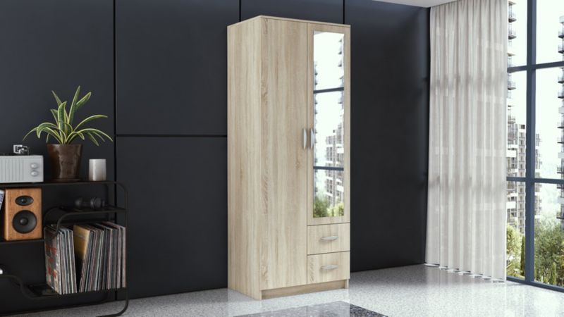 Szafa Topeshop Romana 80 Lustro 2 Szuflady Dąb Sonoma 52x80x205 cm 1 szt.