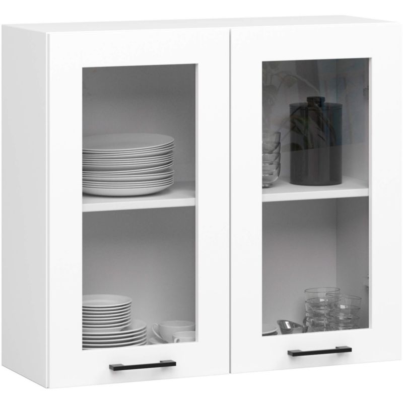 Szafka kuchenna wisząca witryna Akord Oliwia W80 H720 Biała 80 cm 2 drzwi kolor Biały mat 2 półki 80x30,5x72 cm 1 szt.