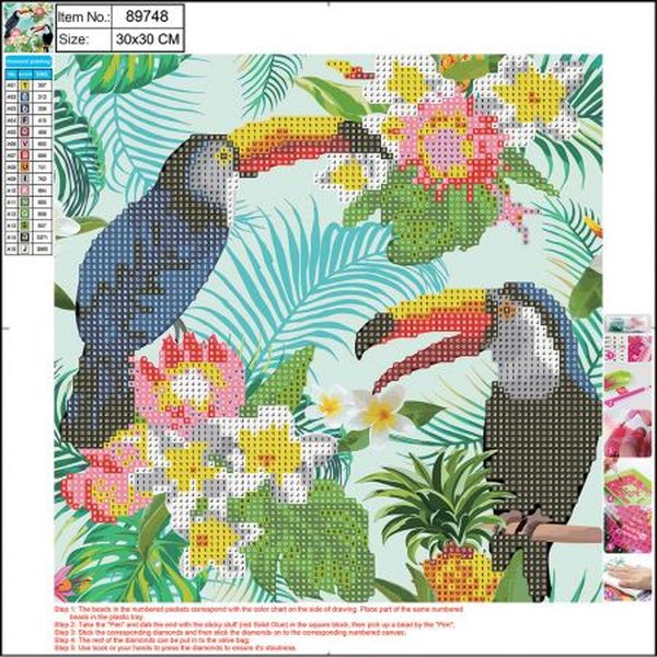 Haft diamentowy- Zestaw do Diamond painting Tukany 30x30cm