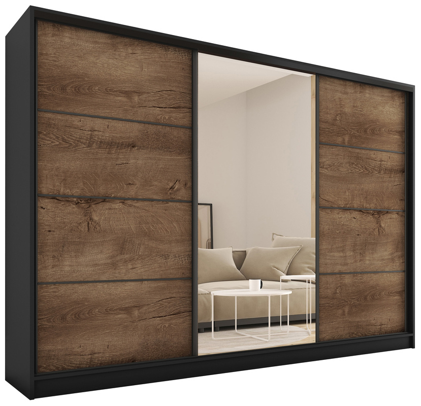 Szafa z lustrem 250 cm dąb lefkas LOFT