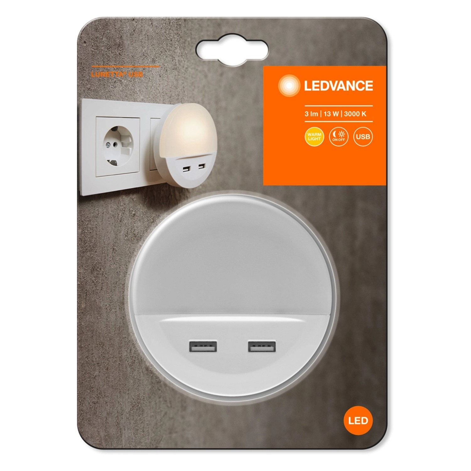 Ledvance Lampka LED LUNETTA USB biała 3 lm 3000K