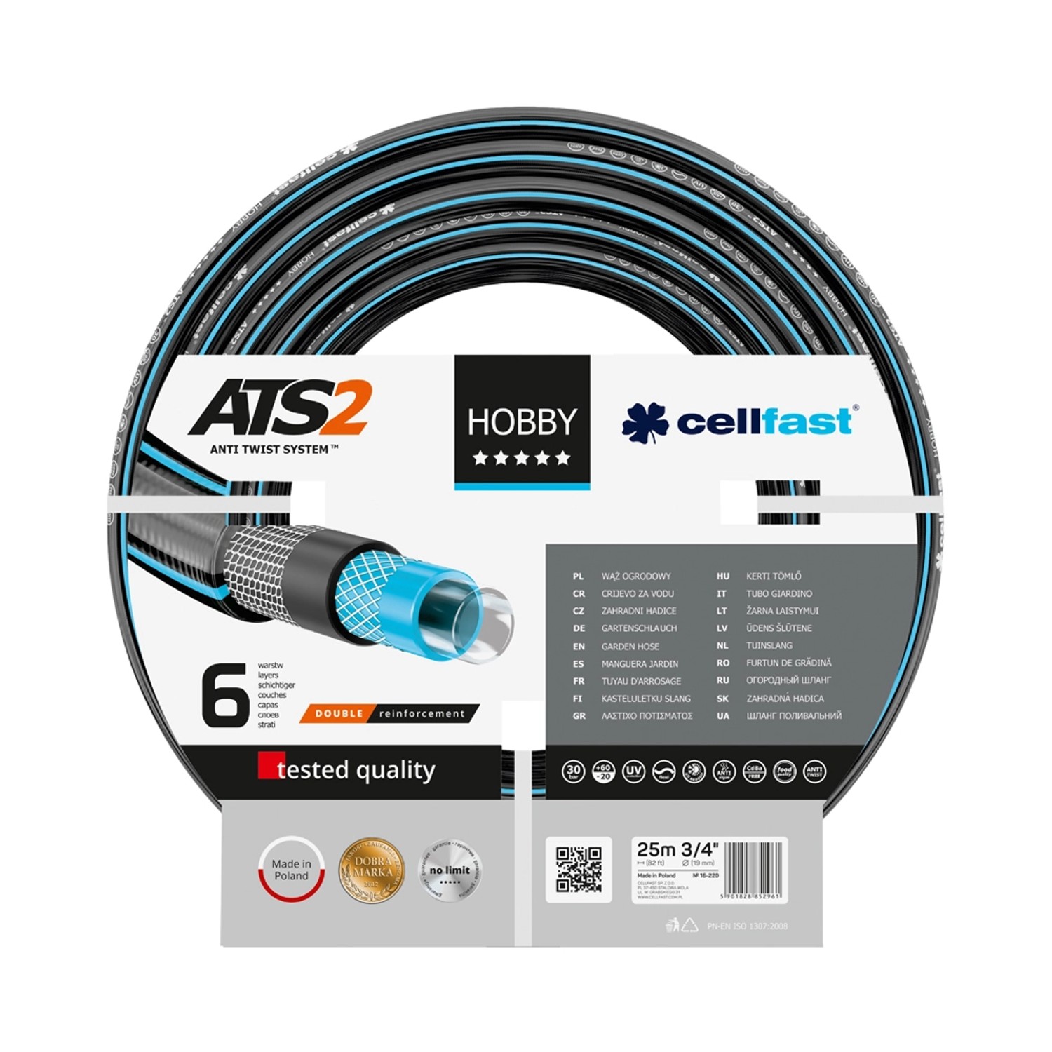 Cellfast Wąż ogrodowy Hobby ATS2 6-warstwowy 3/4" 25 mb