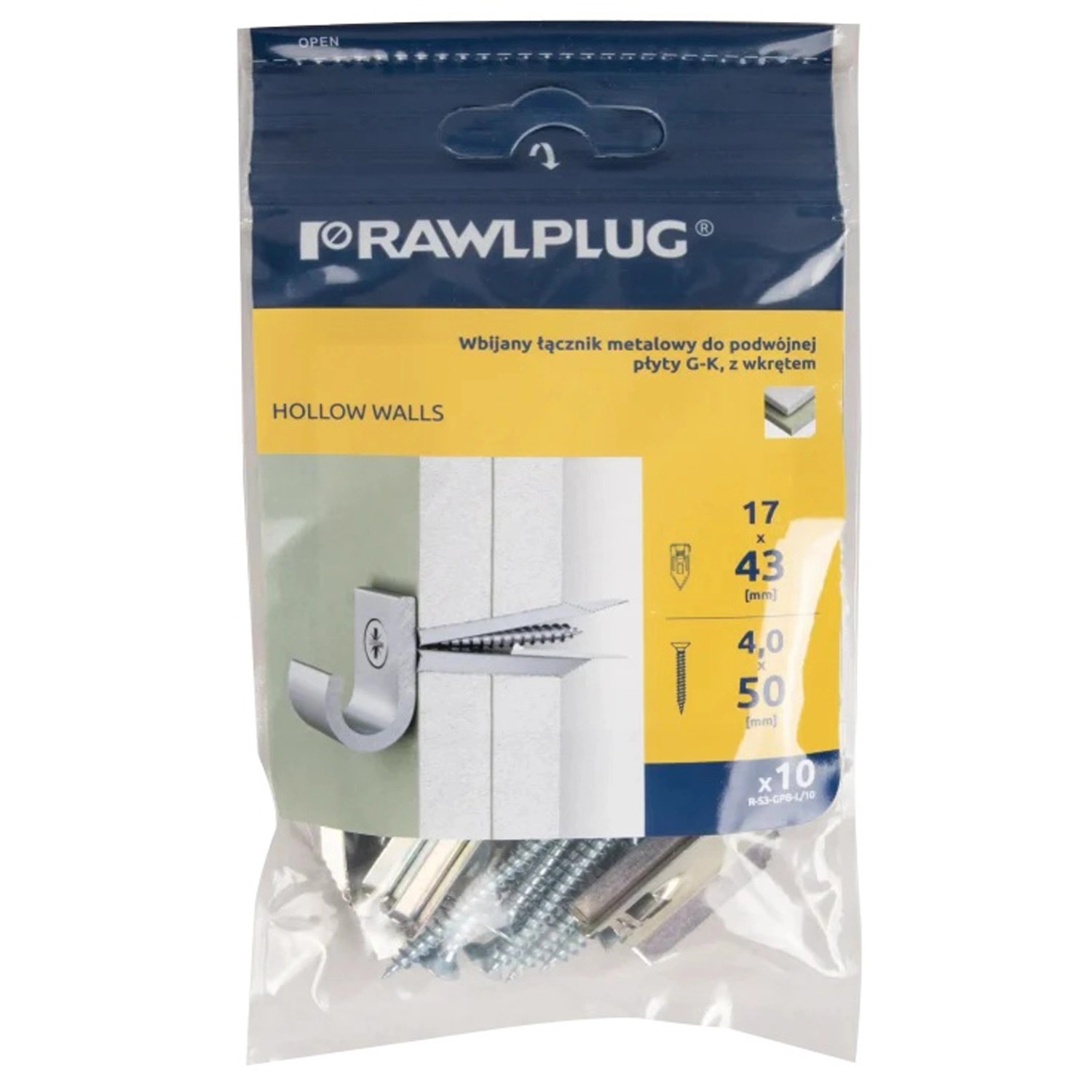 Rawlplug Wbijany łącznik do podwójnej płyty GK 10,8x43mm