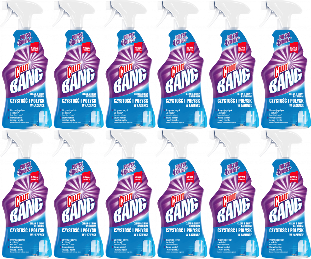 12x Środek do czyszczenia Cillit Bang Czystość i połysk w łazience, z rozpylaczem, 750ml
