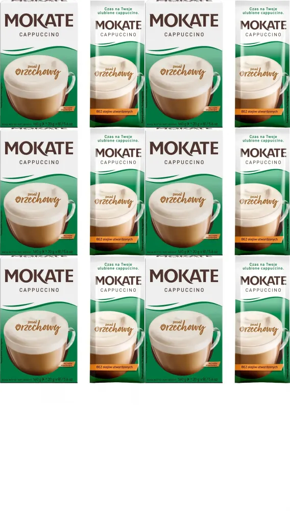 6x Kawa rozpuszczalna w saszetkach Mokate Cappuccino, orzechowy, 8 sztuk x 20g