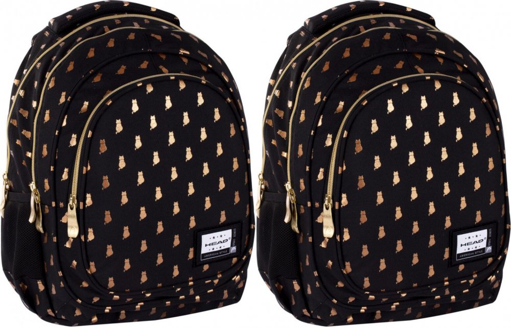 2x Plecak szkolny Astra Head Golden Kitty AB330, trzykomorowy, 20l, czarny