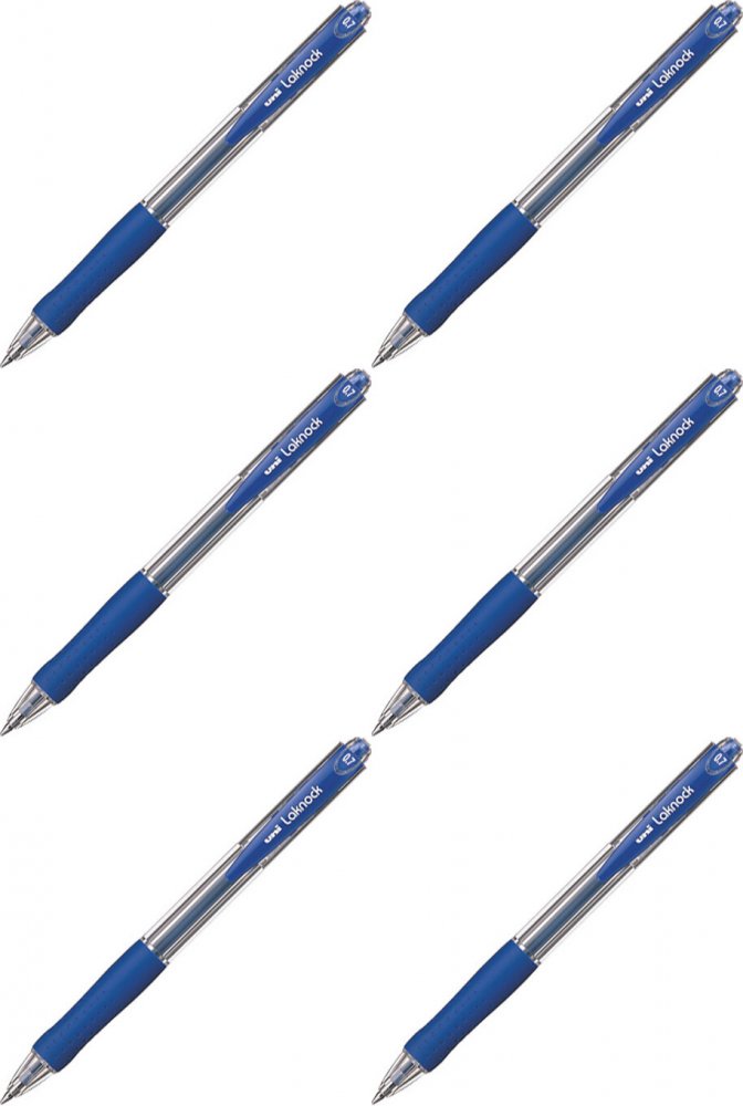 6x Długopis automatyczny Uni, Laknock SN-100, 0.3mm, niebieski
