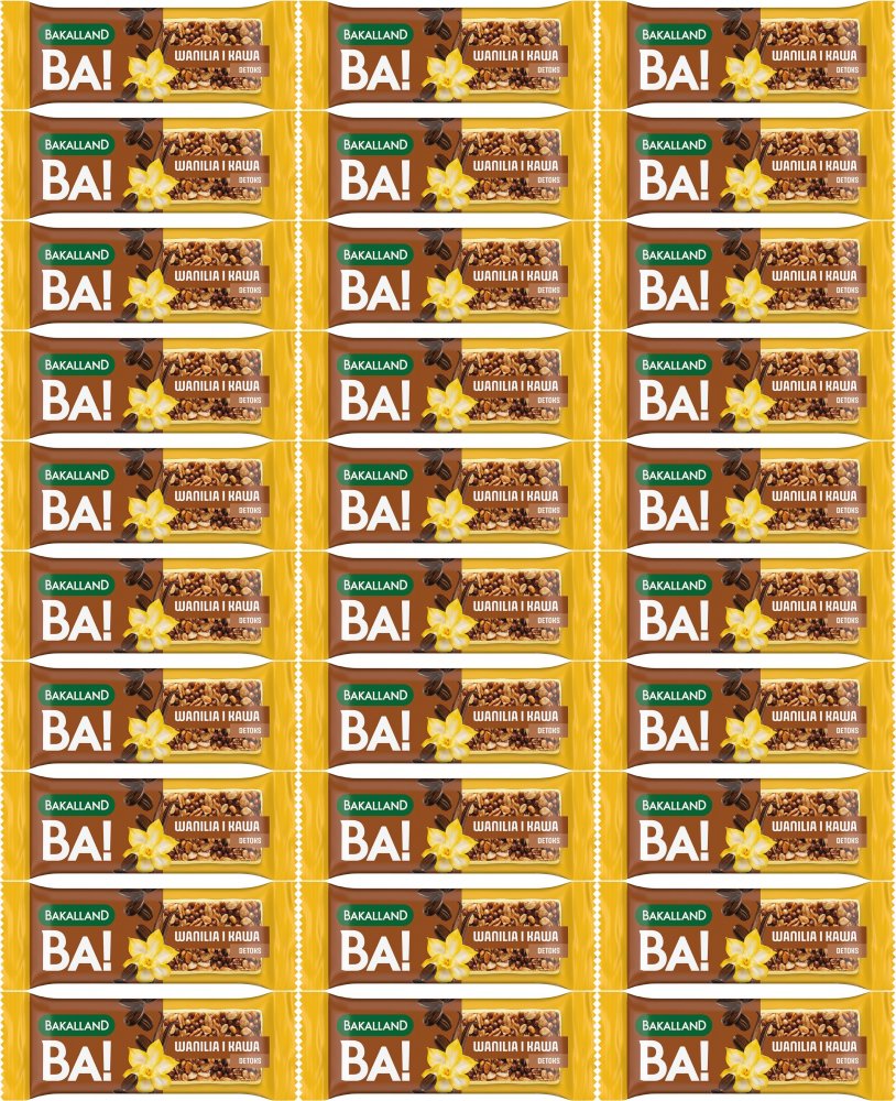 50x Baton zbożowy Bakalland BA! Detox, wanilia i kawa, 38g