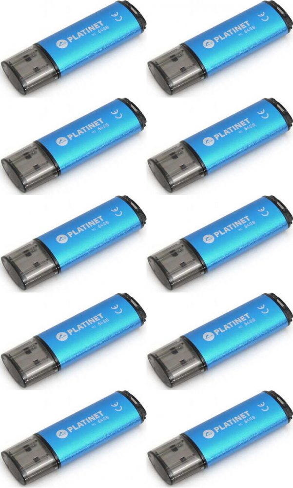 10x Pendrive aluminiowy Platinet X-Depo, 64GB, USB 2.0, niebieski