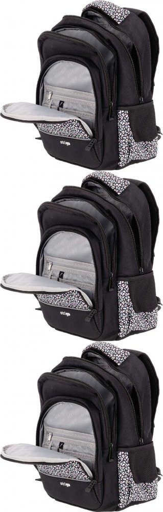 3x Plecak szkolny Strigo Misty Pastel, dwukomorowy, 24l, 39x27x18cm, czarny