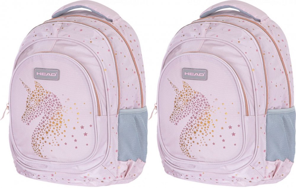 2x Plecak szkolny Astra Head AB330 Golden Effect Rose Gold, trzykomorowy, 20l, 39x28x15cm
