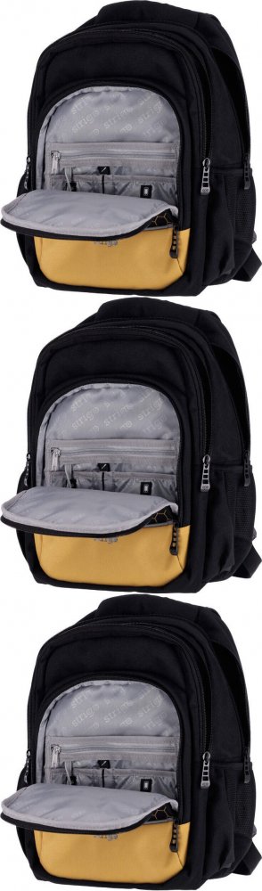 3x Plecak szkolny Strigo Misty Plaster Miodu, dwukomorowy, 24l, 39x27x18cm, czarny