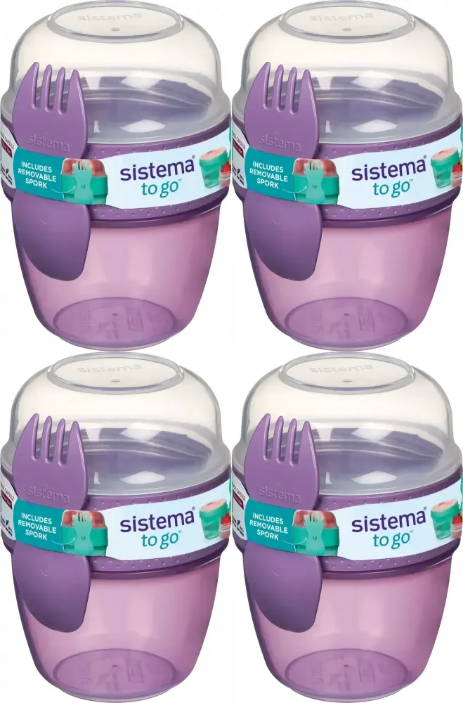 4x Lunchbox Sistema Snack Capsule To Go, z widelco-łyżką, 515ml, mix kolorów