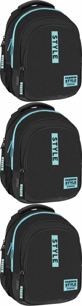 3x Plecak młodzieżowy Starpak Style, jednokomorowy, 26l, 43x35x21cm, czarny