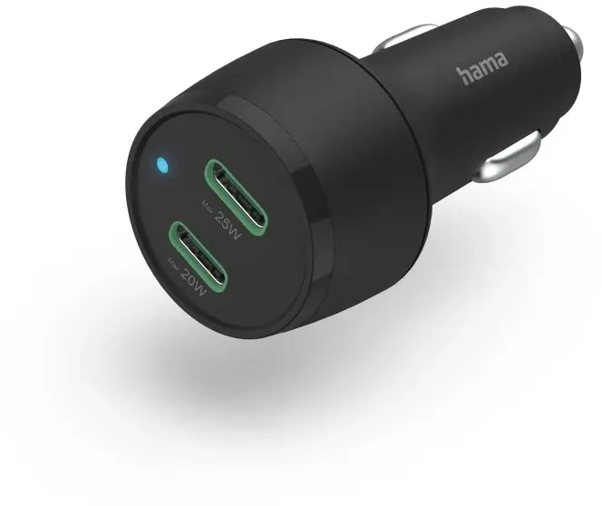 Ładowarka samochodowa Hama Gan, PD/QC, 45W, 2X USB-C, czarny