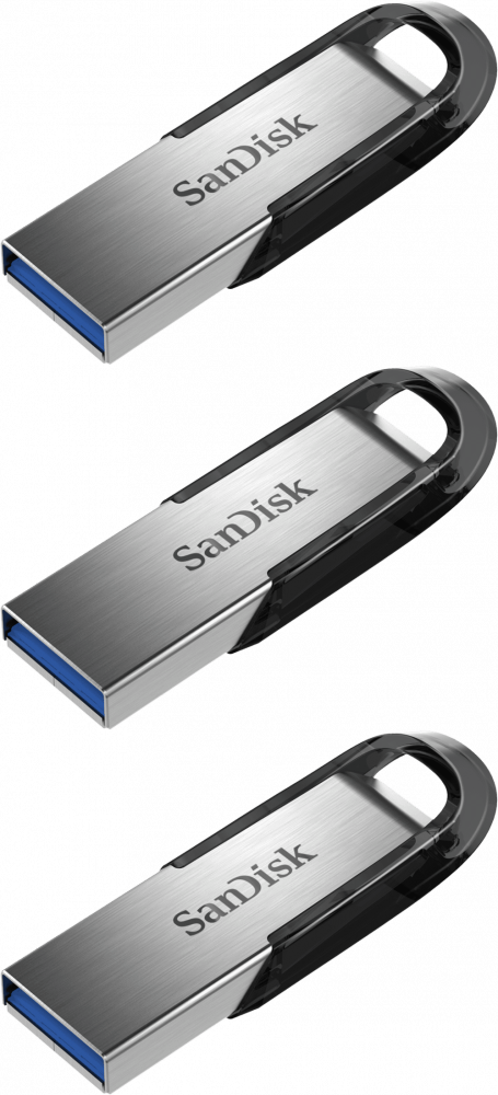 3x Pendrive SanDisk Cruzer Ultra Flair, 64GB, USB 3.0, srebrno-czarny