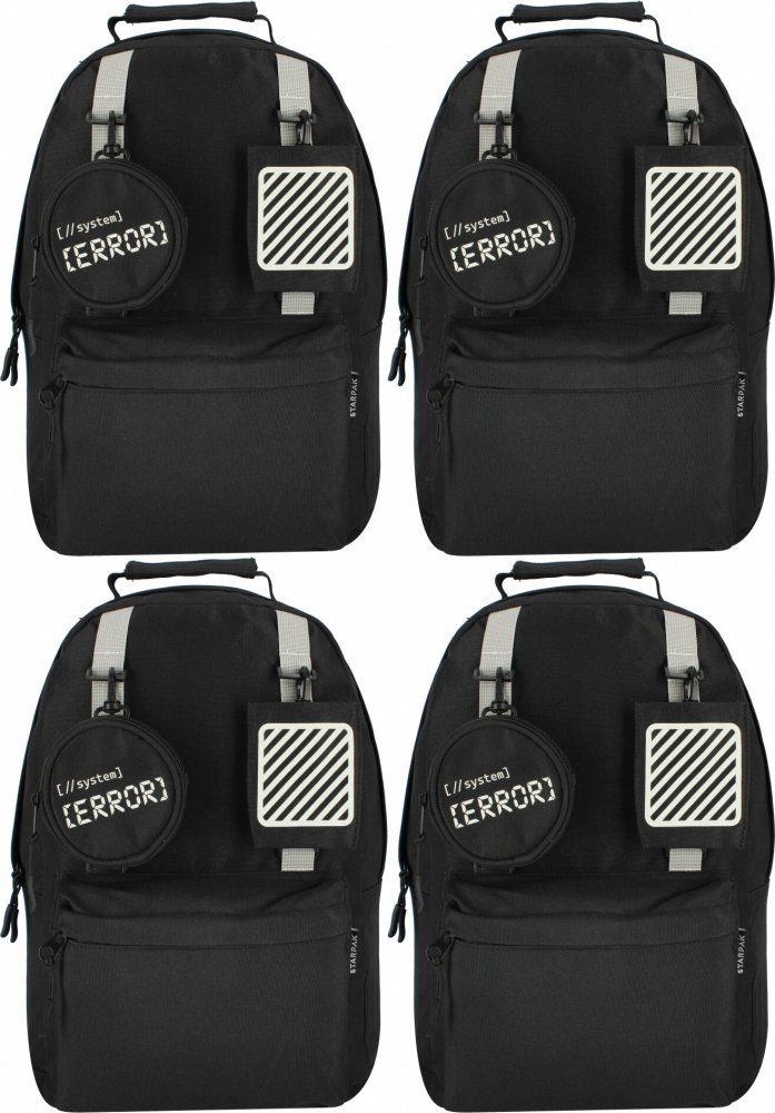 4x Plecak Starpak Error, jednokomorowy, 22l, 42x30x14cm, czarny
