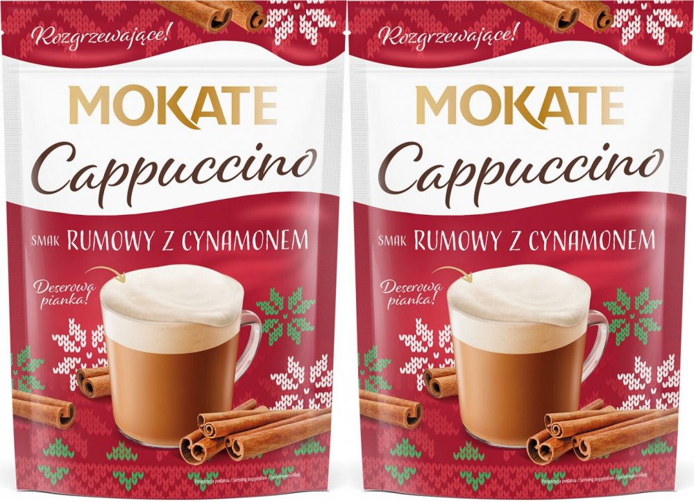 2x Kawa rozpuszczalna Mokate Cappuccino, rozgrzewający rum z cynamonem, 110g
