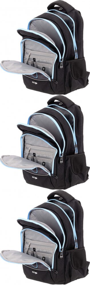 3x Plecak szkolny Strigo Misty Rower, dwukomorowy, 24l, 39x27x18cm, czarny