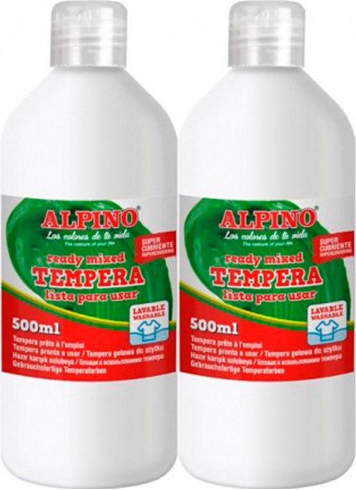 2x Farba plakatowa Alpino, w butelce, 500ml, biały