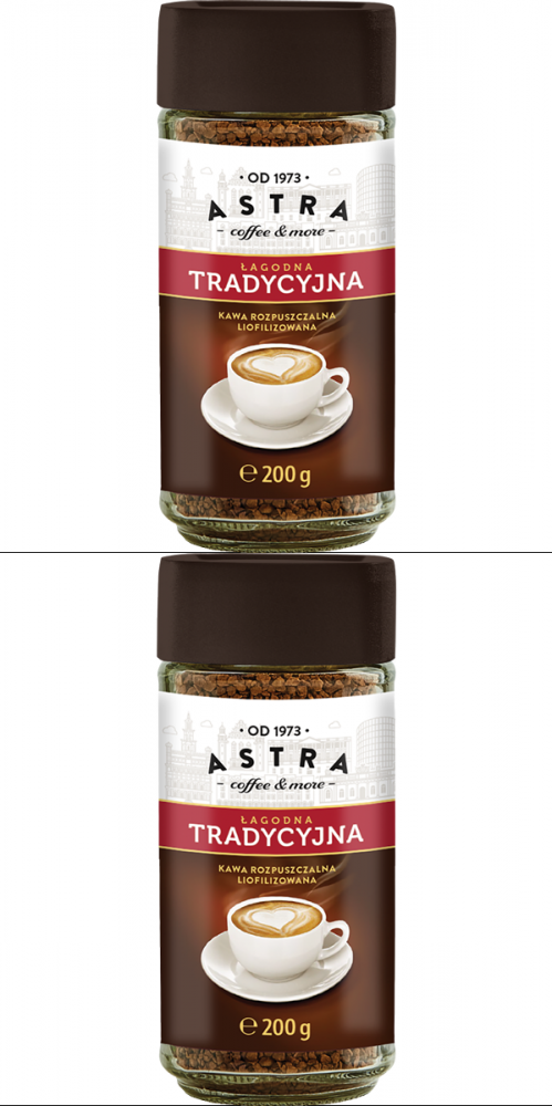 2x Kawa rozpuszczalna Astra Łagodna Tradycyjna, 200g