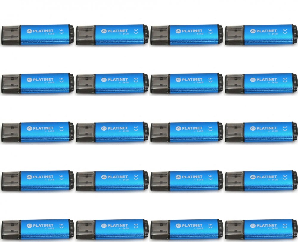 20x Pendrive aluminiowy Platinet X-Depo, 64GB, USB 2.0, niebieski